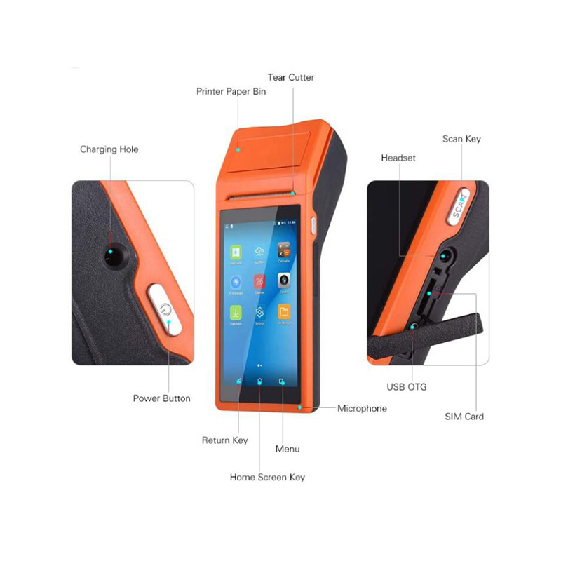 Machine tenue dans la main Android 8.1 BT de scanner de terminal de position de code barres d'imprimante thermique de Pda d'Android